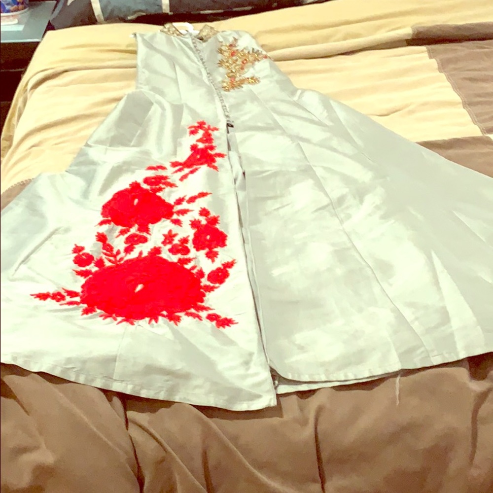 Nice long gown with same colour pants-